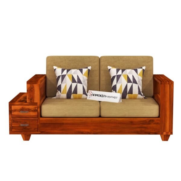 Saamenia Furnitures Wooden Sheesham Teak Wood Sofa Set 6 Seater Without Pillow For Living Room & Office Furniture -Honey Finish (3+2+1)