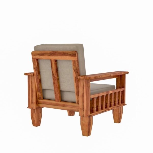 Saamenia furnitures Wooden Solid Sheesham Wood 1 Seater Sofa Set with Cushions (1 Seater Sofa, Teak)