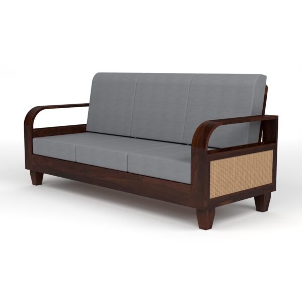 sofa set 1 (Walnut Finish, 7 Seater Sofa 3+2+2, Curve Cane Sofa)