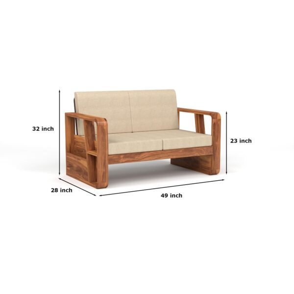 Mamta Furniture Wooden 6 Seater Sofa with Coffee Table & Side Rack | Spacious Sheesham Wood Sofa Set with Comfortable Cushions