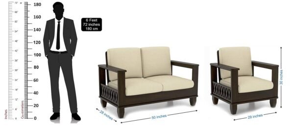 Saamenia Furnitures Solid Sheesham Wood 6 Seater Sofa Set for Living Room Furniture – Oak Finish (3+2+1 Seater)