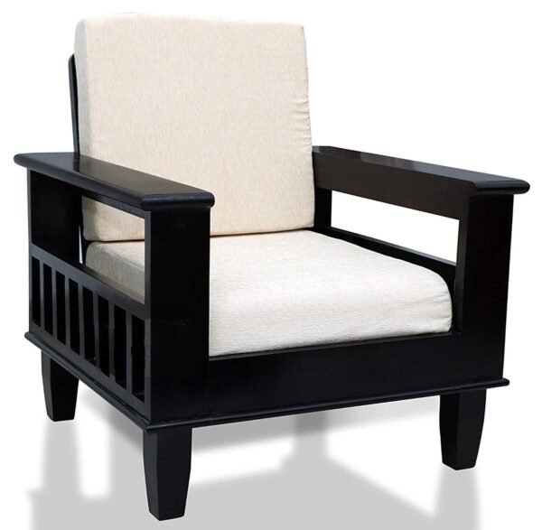 Wooden Solid Sheesham Wood 6 Seater Sofa Set with Cushions (6 Seater Sofa | 3+2+1 with Coffee Table, Walnut Black Finish)