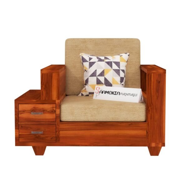 Saamenia Furnitures Wooden Sheesham Teak Wood Sofa Set 6 Seater Without Pillow For Living Room & Office Furniture -Honey Finish (3+2+1)