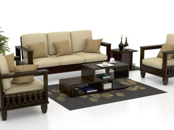 Saamenia Furnitures Solid Sheesham Wood 6 Seater Sofa Set for Living Room Furniture - Oak Finish (3+2+1 Seater)