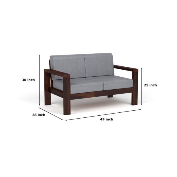 Mamta Furniture 5 Seater Sheesham Wood Sofa Set | 3+2 Configuration with Coffee Table | Walnut Finish | High Density Cushions | Living Room | Drawing Room