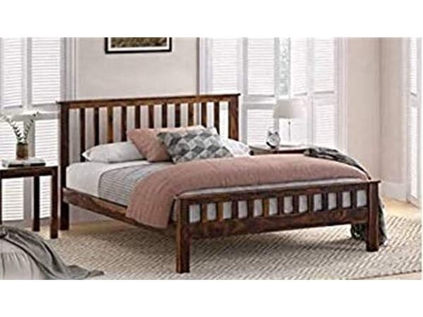 Saamenia furnitures™ Solid Sheesham Wood Walnut Finish King Size Bed Without Storage for Home Living Room Guest (Walnut Finish)