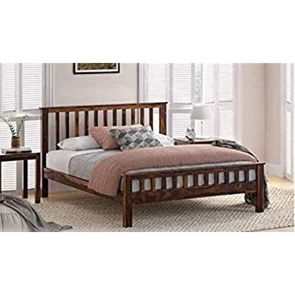 Saamenia furnitures™ Solid Sheesham Wood Walnut Finish King Size Bed Without Storage for Home Living Room Guest (Walnut Finish)