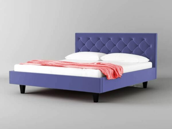 Mamta Furniture Comfy Fabric Queen Size Bed | Bed with Headboard | Purple Upholstered | Bedroom Bed | Master Bedroom | Guest Room | DIY Assembly | King Size