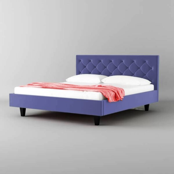 Mamta Furniture Comfy Fabric Queen Size Bed | Bed with Headboard | Purple Upholstered | Bedroom Bed | Master Bedroom | Guest Room | DIY Assembly | King Size