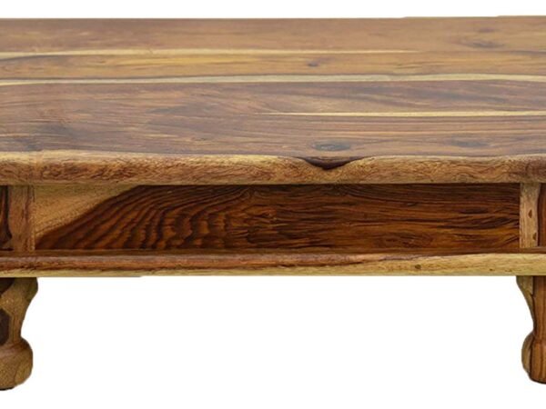 Saamenia Furnitures Solid Sheesham Wooden Chowki for Home Pooja Temple - Brown Finish