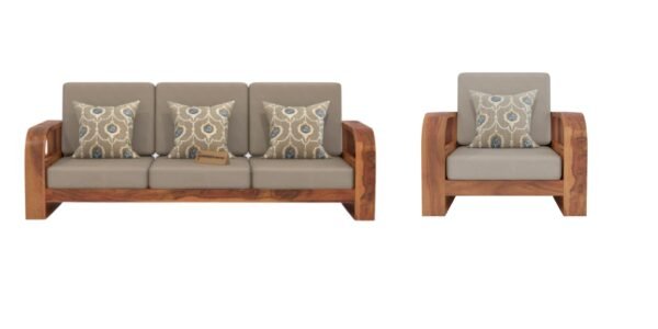 SAAMENIA FURNITURES Teak Wood 4 Seater Sofa Set with coffee table for Living Room | Sofa Set for Living Room Furniture