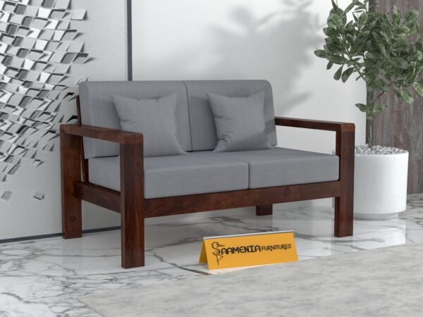 Mamta Furniture Sheesham Wood 2 Seater Sofa Set | Living Room | Walnut Finish | 2 Seater Configuration | Drawing Room | Without Pillow | Solid Wood Frame