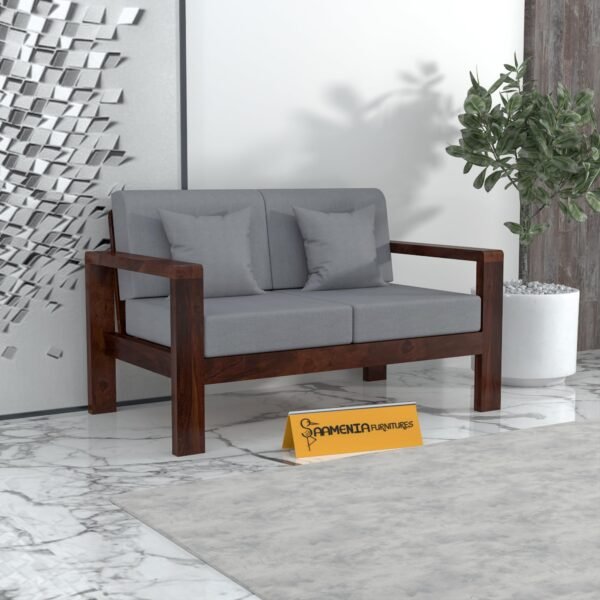 Mamta Furniture Sheesham Wood 2 Seater Sofa Set | Living Room | Walnut Finish | 2 Seater Configuration | Drawing Room | Without Pillow | Solid Wood Frame