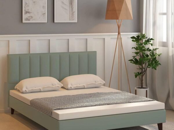 Mamta Furniture Fabric Upholstered King Size Bed with Headboard | Grey Engineered Wood Frame | Bedroom & Kids Room | Master Bedroom | Guest Room | DIY Assembly