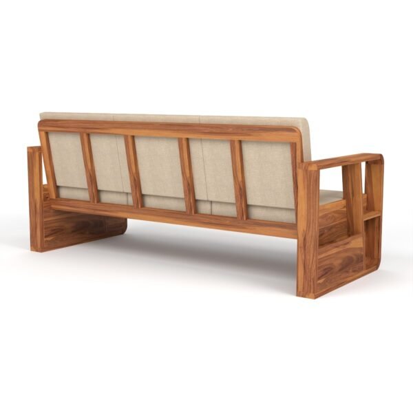 Mamta Furniture Wooden 5 Seater Sofa (3+1+1) with Coffee Table & Side Rack | Durable Sheesham Wood Furniture Set with 40 Density Cushions