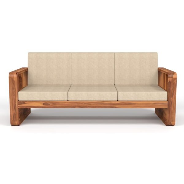Mamta Furniture Wooden 5 Seater Sofa (3+1+1) with Coffee Table & Side Rack | Durable Sheesham Wood Furniture Set with 40 Density Cushions