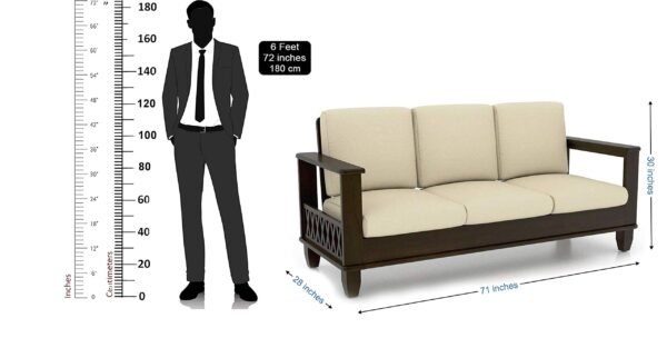 Saamenia Furnitures Solid Sheesham Wood 6 Seater Sofa Set for Living Room Furniture – Oak Finish (3+2+1 Seater)