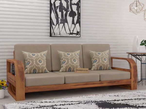 SAAMENIA FURNITURES Teak Wood 3 Seater Sofa Set for Living Room | Sofa Set for Living Room Furniture