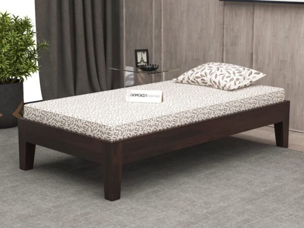 Mamta Furniture Upholstered Queen Size Bed with Storage | Fabric Double Bed Palang | Engineered Wood Frame Khat | Walnut Finish | Master Bedroom | Guest Room