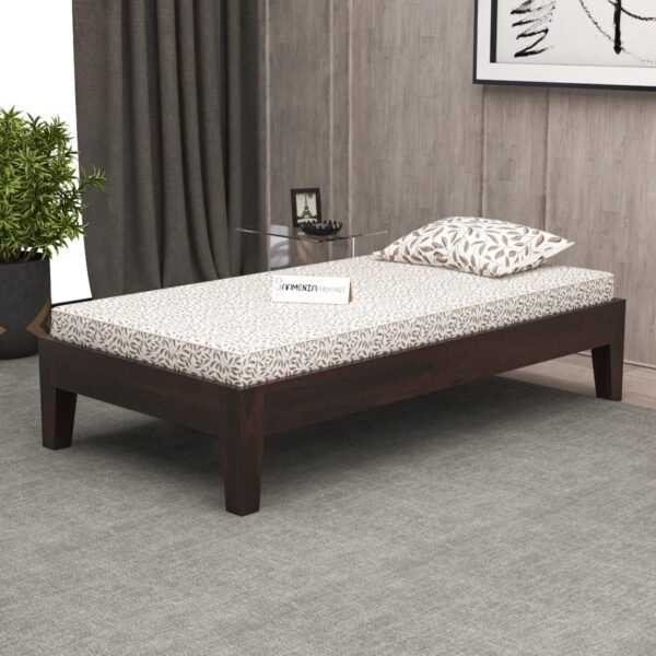 Mamta Furniture Upholstered Queen Size Bed with Storage | Fabric Double Bed Palang | Engineered Wood Frame Khat | Walnut Finish | Master Bedroom | Guest Room