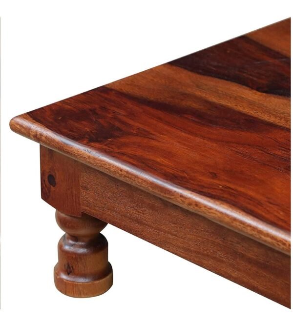 Saamenia Furnitures Solid Sheesham Wooden Chowki for Home Pooja Temple – Maple Finish