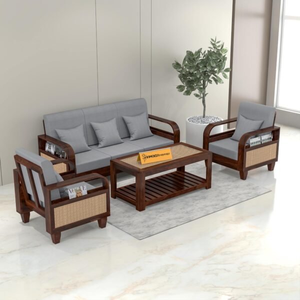 Mamta Furniture Solid Sheesham Wood 5 Seater Sofa Set 3+1+1 | Durable | Living Room | Drawing Room | Without Pillow