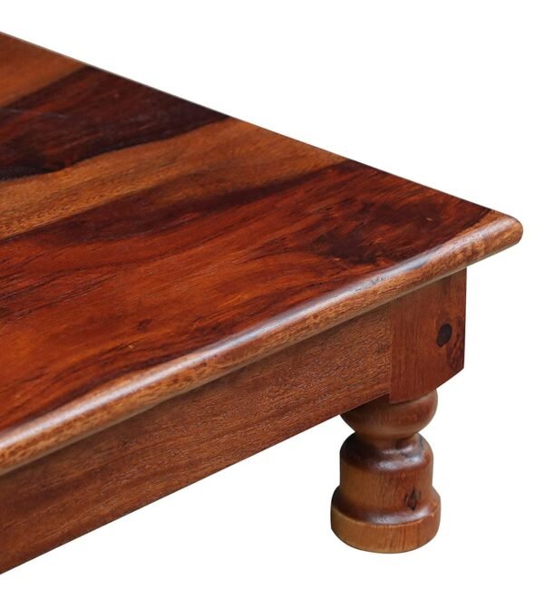 Saamenia Furnitures Solid Sheesham Wooden Chowki for Home Pooja Temple – Maple Finish