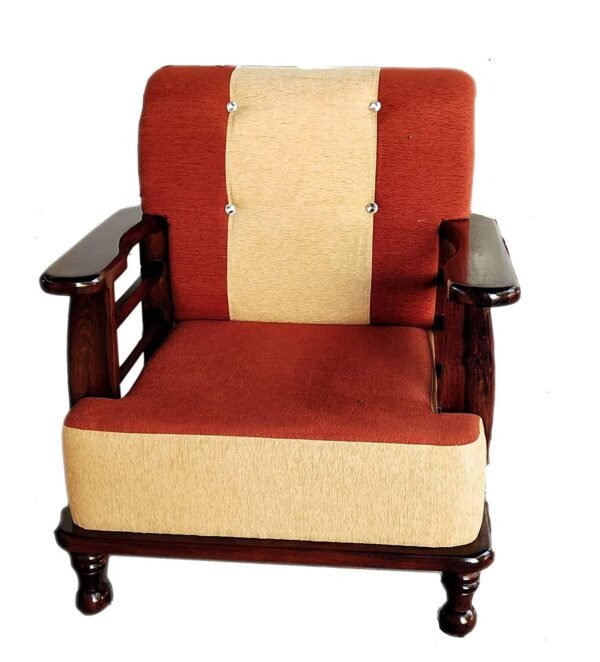 Saamenia Furnitures Solid Sheesham Wood 5 Seater Sofa Set for Living Room Furniture with Cushions – Warm Brown Finish (3+1+1 Seater)
