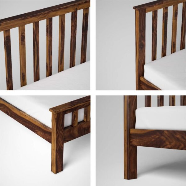 Saamenia furnitures™ Solid Sheesham Wood Walnut Finish King Size Bed Without Storage for Home Living Room Guest (Walnut Finish)