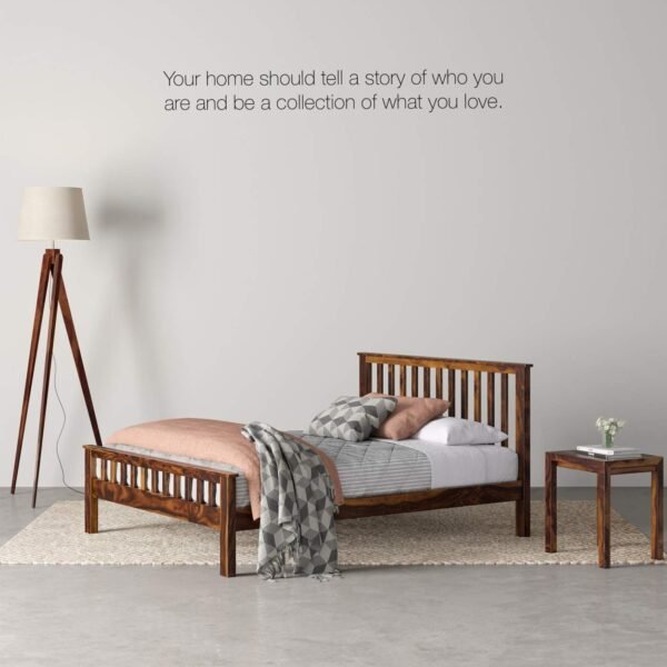 Saamenia furnitures™ Solid Sheesham Wood Walnut Finish King Size Bed Without Storage for Home Living Room Guest (Walnut Finish)