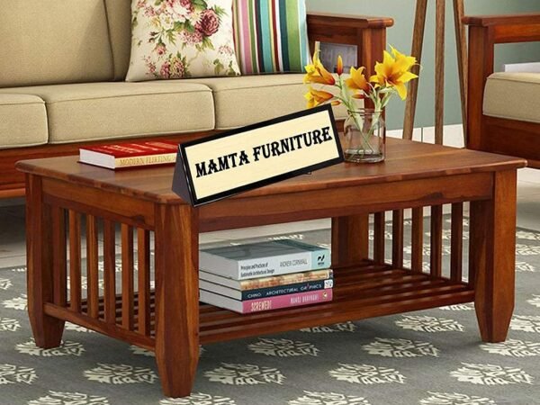Saamenia furnitures™ Furniture Sheesham Wood Coffee Table for Living Room | Wooden Center Table (Center Table, Honey Finish)