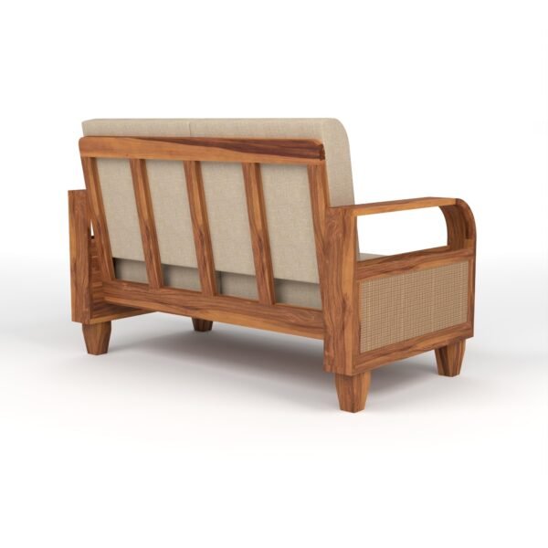 sofa set 1 (Honey Finish, 5 Seater Sofa 3+2 with Coffee Table, Curve Cane Sofa)