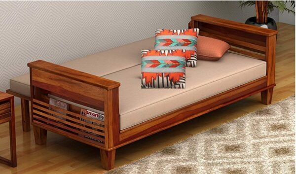 Mamta Furniture Solid Wood 3 Seater Bed Cum Sofa Set for Living Room | Sheesham Wood Sofa Cum Bed for Living Room Furniture | with Mattress | Color :- Honey Finish, Brown With 40 Dencity Custion
