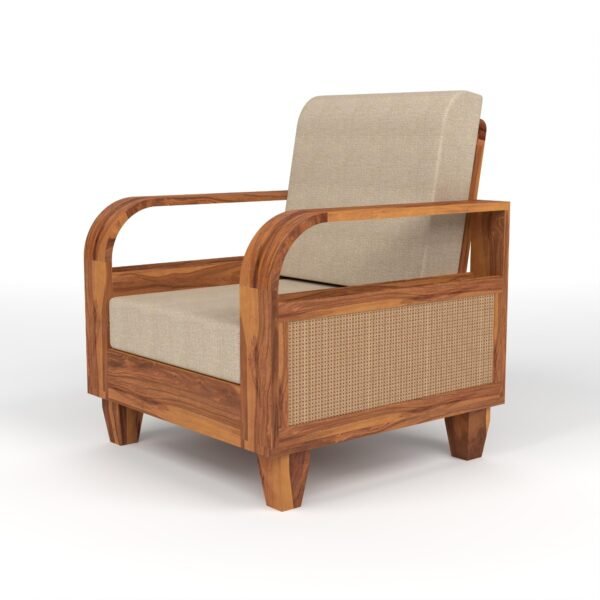 sofa set 1 (Honey Finish, 5 Seater Sofa 3+1+1 with Coffee Table, Curve Cane Sofa)