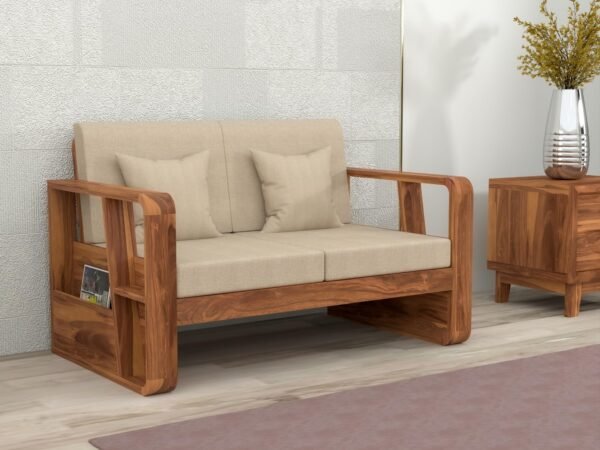 sofa set 1 (Honey Finish, 2 Seater Sofa, Utility Sofa)