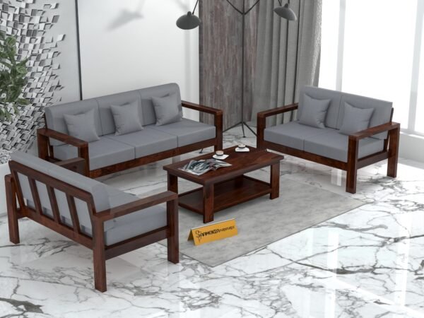 sofa set 1 (Walnut Finish, 7 Seater Sofa 3+2+2, Edge Sofa)