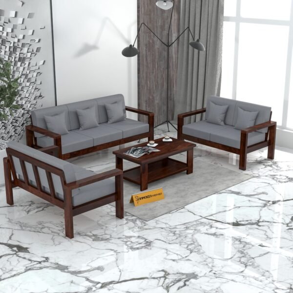 sofa set 1 (Walnut Finish, 7 Seater Sofa 3+2+2, Edge Sofa)