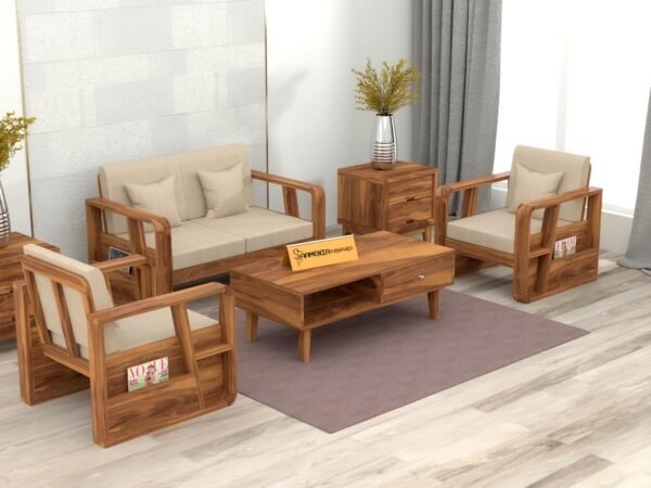 sofa set 1 (Honey Finish, 4 Seater Sofa 2+2, Utility Sofa)