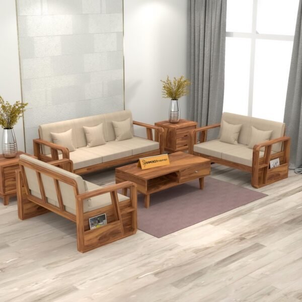 sofa set 1 (Honey Finish, 7 Seater Sofa 3+2+2, Utility Sofa)