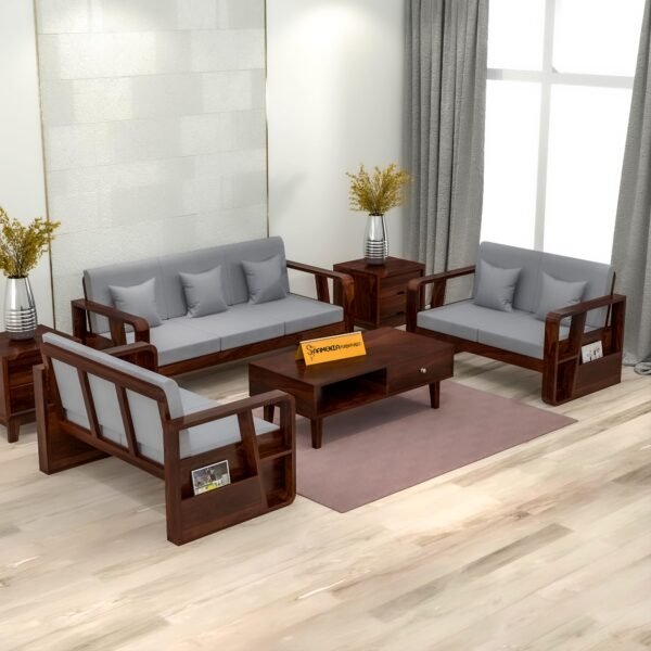 sofa set 1 (Walnut Finish, 7 Seater Sofa 3+2+2, Utility Sofa)