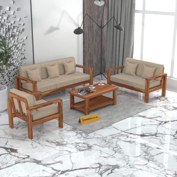 sofa set 1 (Honey Finish, 6 Seater Sofa 3+2+1, Edge Sofa)