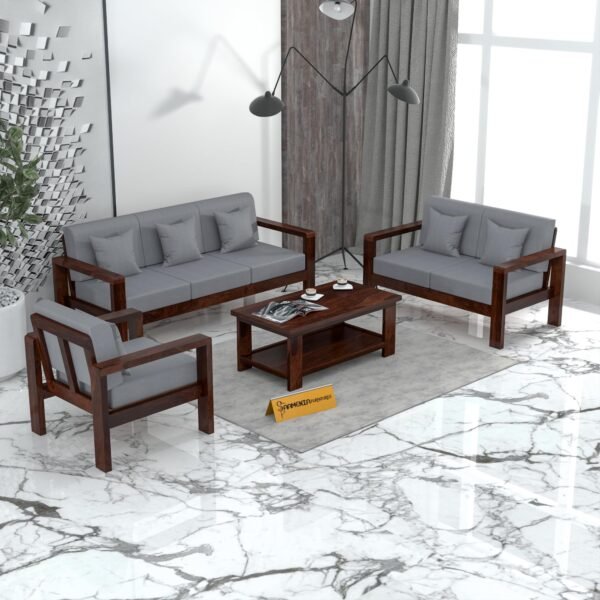 sofa set 1 (Walnut Finish, 6 Seater Sofa 3+2+1, Edge Sofa)
