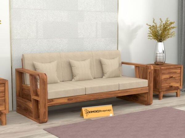 sofa set 1 (Honey Finish, 3 Seater Sofa, Utility Sofa)