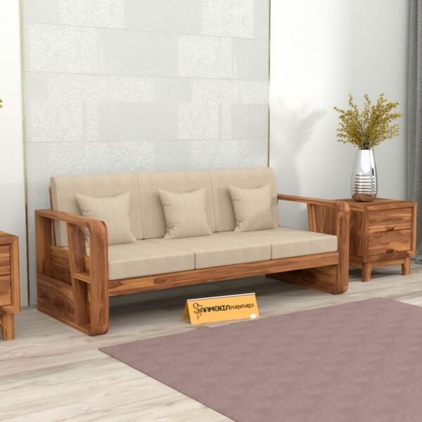sofa set 1 (Honey Finish, 3 Seater Sofa, Utility Sofa)