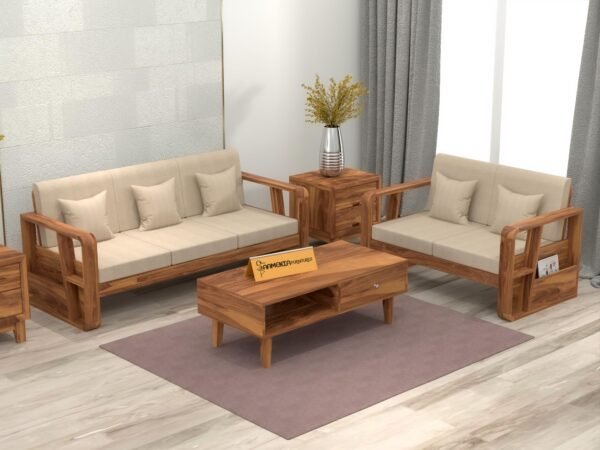 sofa set 1 (Honey Finish, 5 Seater Sofa 3+2, Utility Sofa)