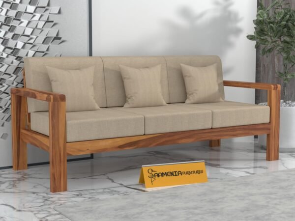 sofa set 1 (Honey Finish, 3 Seater Sofa, Edge Sofa)