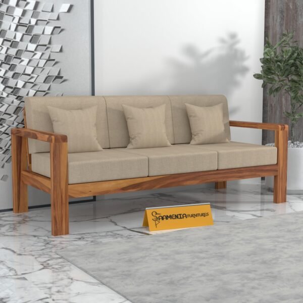 sofa set 1 (Honey Finish, 3 Seater Sofa, Edge Sofa)
