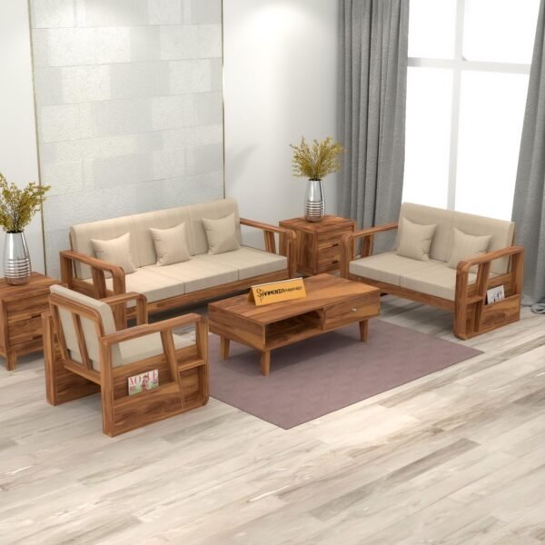 sofa set 1 (Honey Finish, 6 Seater Sofa 3+2+1, Utility Sofa)