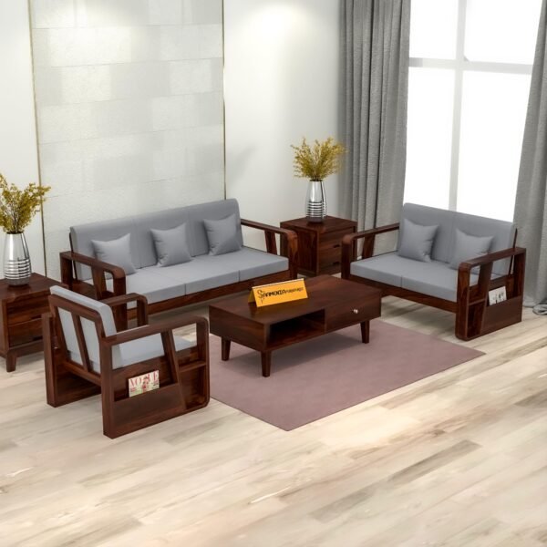 sofa set 1 (Walnut Finish, 6 Seater Sofa 3+2+1, Utility Sofa)